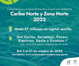 Afiche llamado emprendedores Zona Norte Caribe Norte 2022